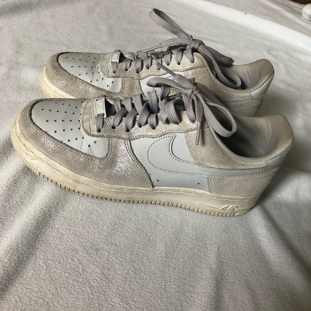 nike air force 1 light baby blue with sparkle grey